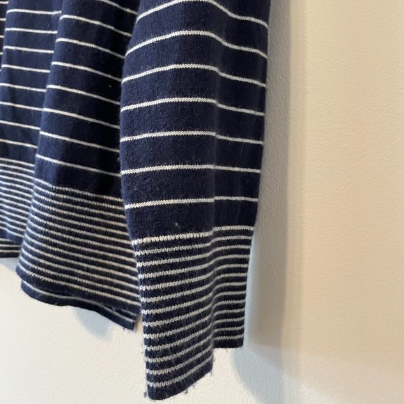 GAP Women’s Large Navy White Thin Horizontal-Striped L/S Drop Sleeve Sweater Top - Picture 11 of 16